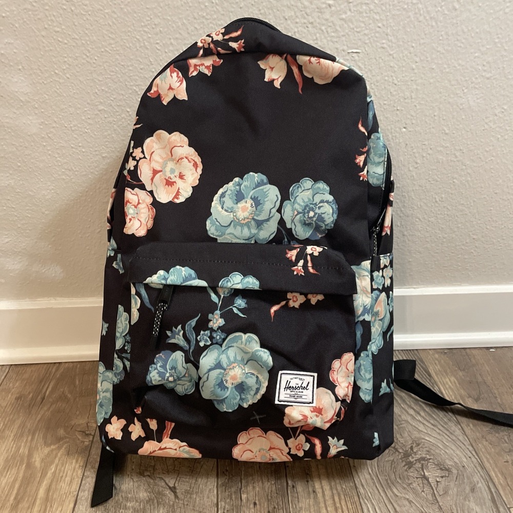 Herschel Floral Print Backpack One Compartment 12x18x4" with Front Pocket‎